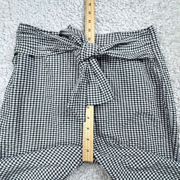 Free People Westside Gingham Seersucker Tie Waist Pant Black White - Picture 10 of 12